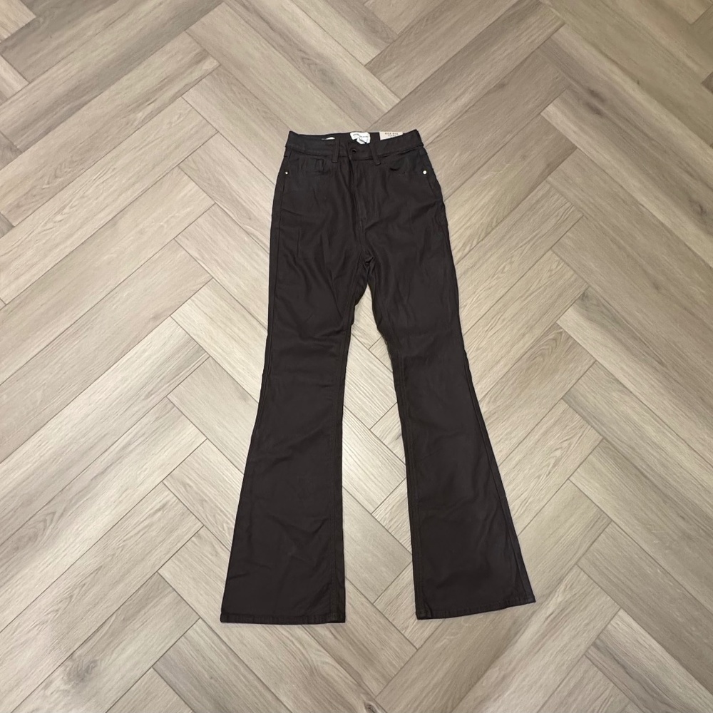 River Island chocolate brown faux leather pants